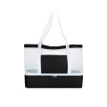 Custom two compartments summer beach swimming clear polyester mesh tote beach bags waterproof shopping bags for men women